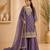 Purple colour fandy silk embroidered palazzo suit set