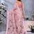 coral colour Elegant printed ready to wear linen shimmer saree with designer blouse