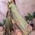 Elegant printed ready to wear linen shimmer saree with designer blouse