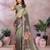Elegant printed ready to wear linen shimmer saree with designer blouse