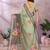 Elegant printed ready to wear linen shimmer saree with designer blouse