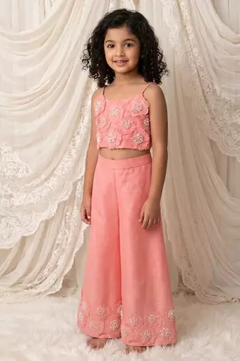 Pink embroidered organic cotton co ord set