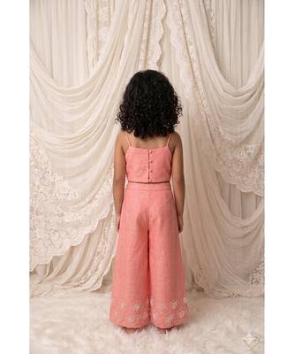 Pink embroidered organic cotton co ord set 2