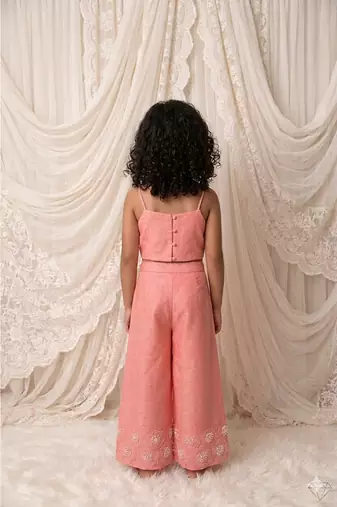 Pink embroidered organic cotton co ord set