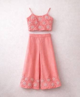 Pink embroidered organic cotton co ord set 3