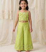 Lime green embroidered organic cotton co ord set