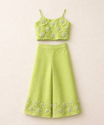 Lime green embroidered organic cotton co ord set 2