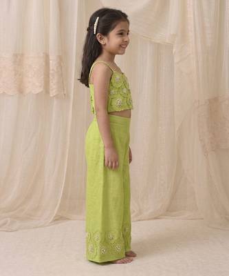 Lime green embroidered organic cotton co ord set 3
