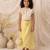 Ivory yellow embroidered modal satin co ord set