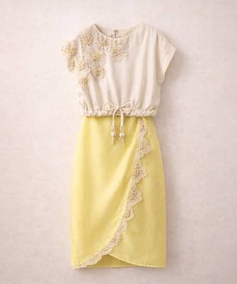 Ivory yellow embroidered modal satin co ord set 2