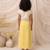 Ivory yellow embroidered modal satin co ord set