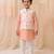 Peach printed chanderi kurta jacket set