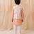Peach printed chanderi kurta jacket set
