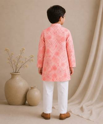 Pink printed chanderi kurta set 3