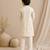 Off white yellow printed chanderi kurta set