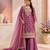 Pink colour fandy silk embroidered palazzo suit set