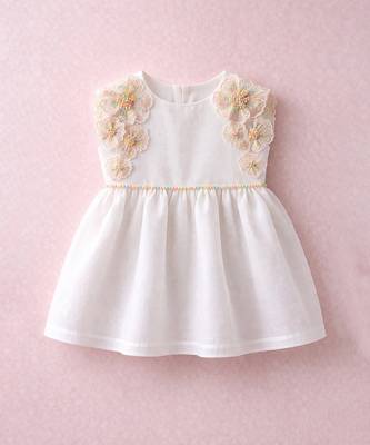 Ivory floral embroidered chanderi frock 1