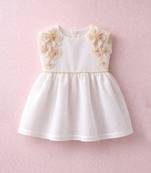 Ivory floral embroidered chanderi frock