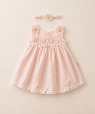 Peach floral embroidered chanderi frock 1