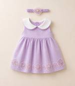 Lilac floral embroidered chanderi frock