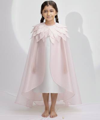 White pink hand woven pure tissue dress 1