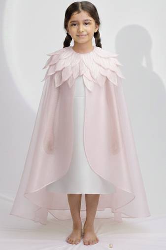 White pink hand woven pure tissue dress