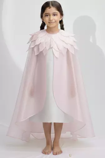 White pink hand woven pure tissue dress