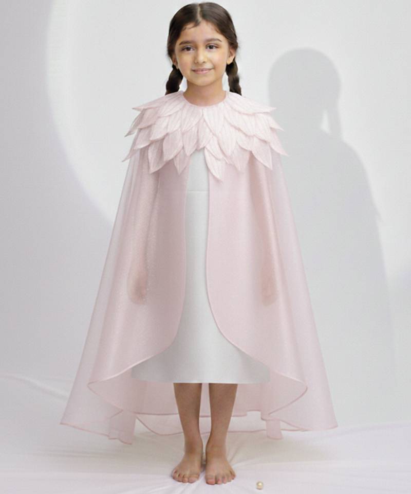 White pink hand woven pure tissue dress