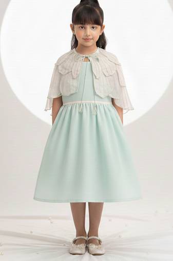 Mint green hand woven chanderi dress