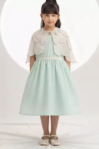 Mint green hand woven chanderi dress