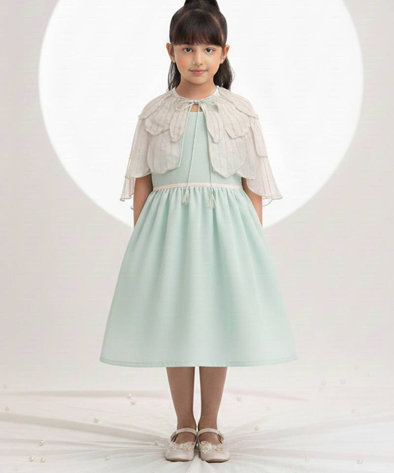 Mint green hand woven chanderi dress