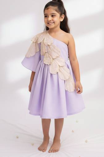 Lilac hand woven pure tissue dress