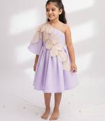 Lilac hand woven pure tissue dress