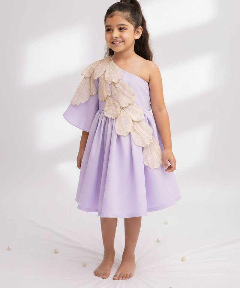 Lilac hand woven pure tissue dress