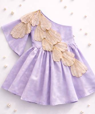 Lilac hand woven pure tissue dress 2