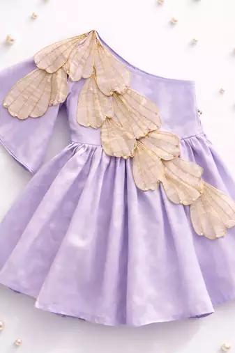 Lilac hand woven pure tissue dress