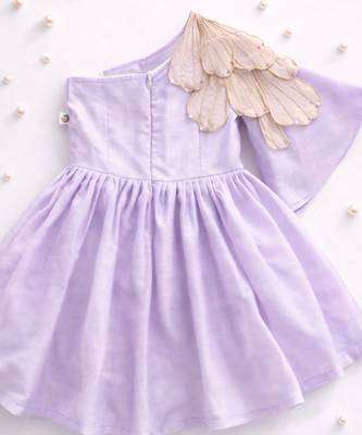 Lilac hand woven pure tissue dress 3