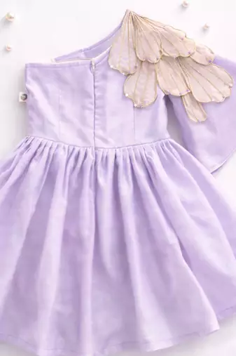Lilac hand woven pure tissue dress