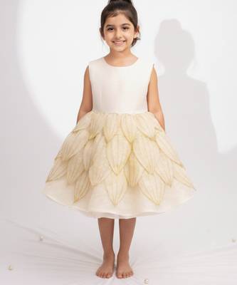 Ivory hand woven pure tissue dress 1