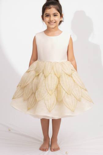Ivory hand woven pure tissue dress