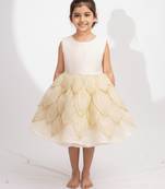 Ivory hand woven pure tissue dress