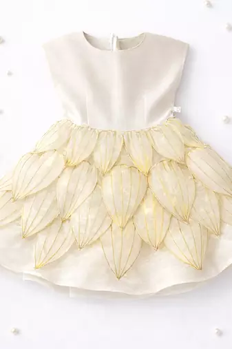 Ivory hand woven pure tissue dress