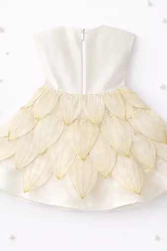 Ivory hand woven pure tissue dress