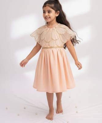 Pastel peach hand woven chanderi dress 1