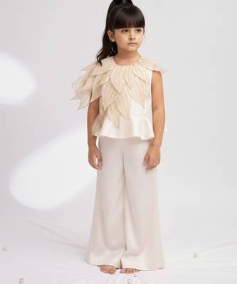 Ivory hand woven pure tissue co ord set 1