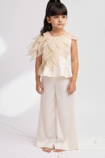 Ivory hand woven pure tissue co ord set