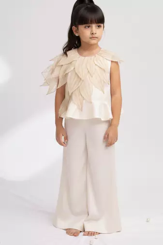 Ivory hand woven pure tissue co ord set