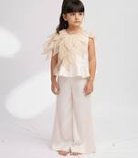 Ivory hand woven pure tissue co ord set
