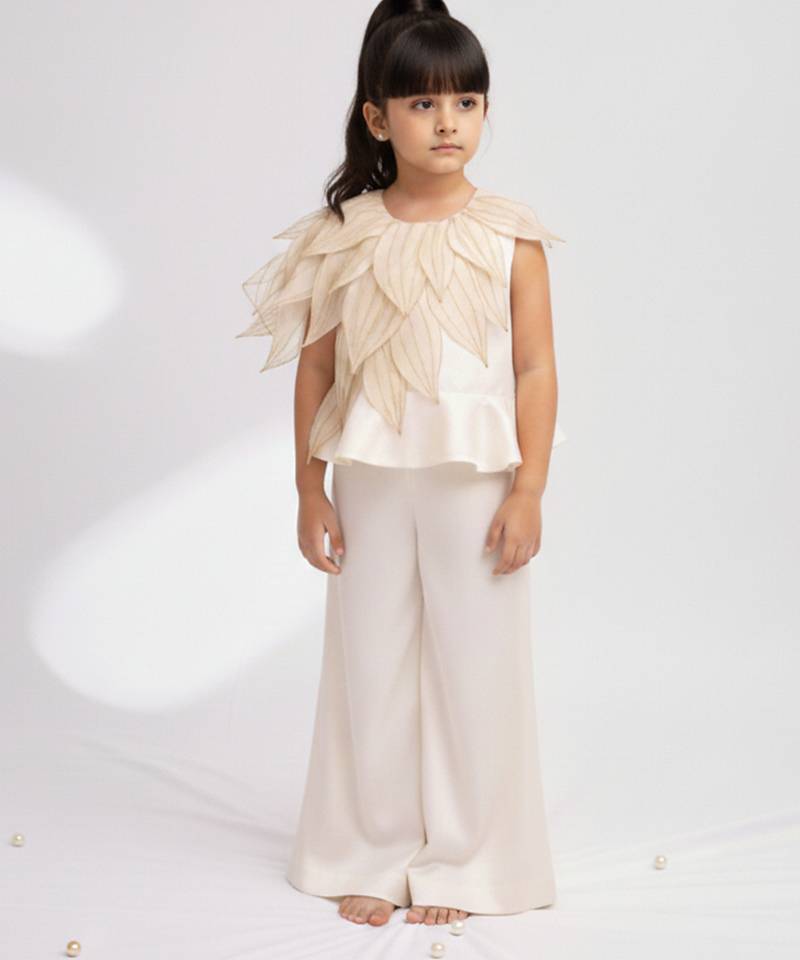 Ivory hand woven pure tissue co ord set