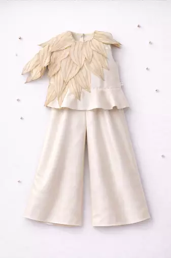 Ivory hand woven pure tissue co ord set